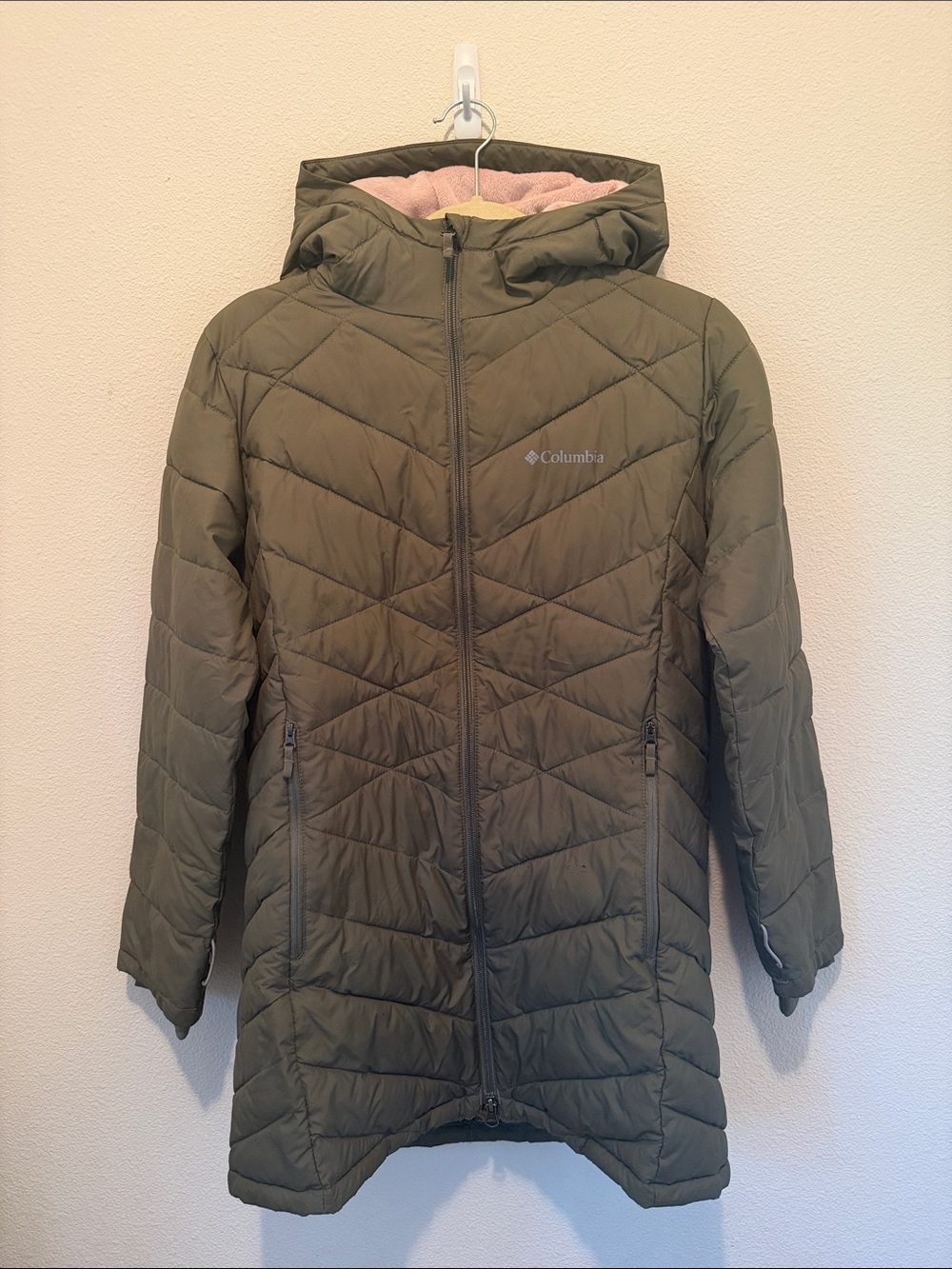 Columbia Girls XL Olive Hooded Down Parka